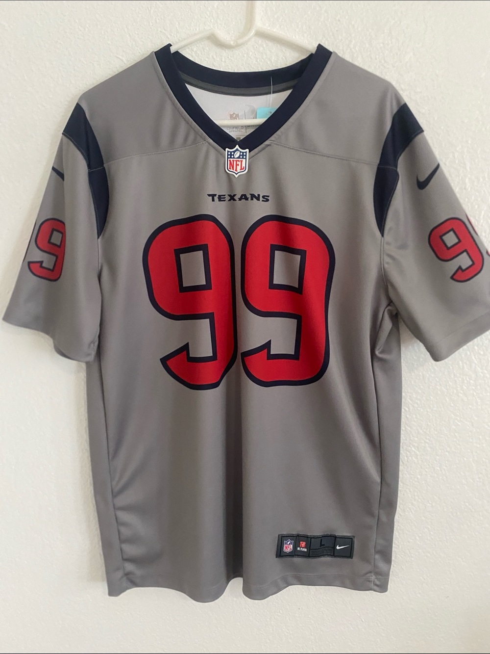 Nike Texans #99 Gray and Red Football Jersey